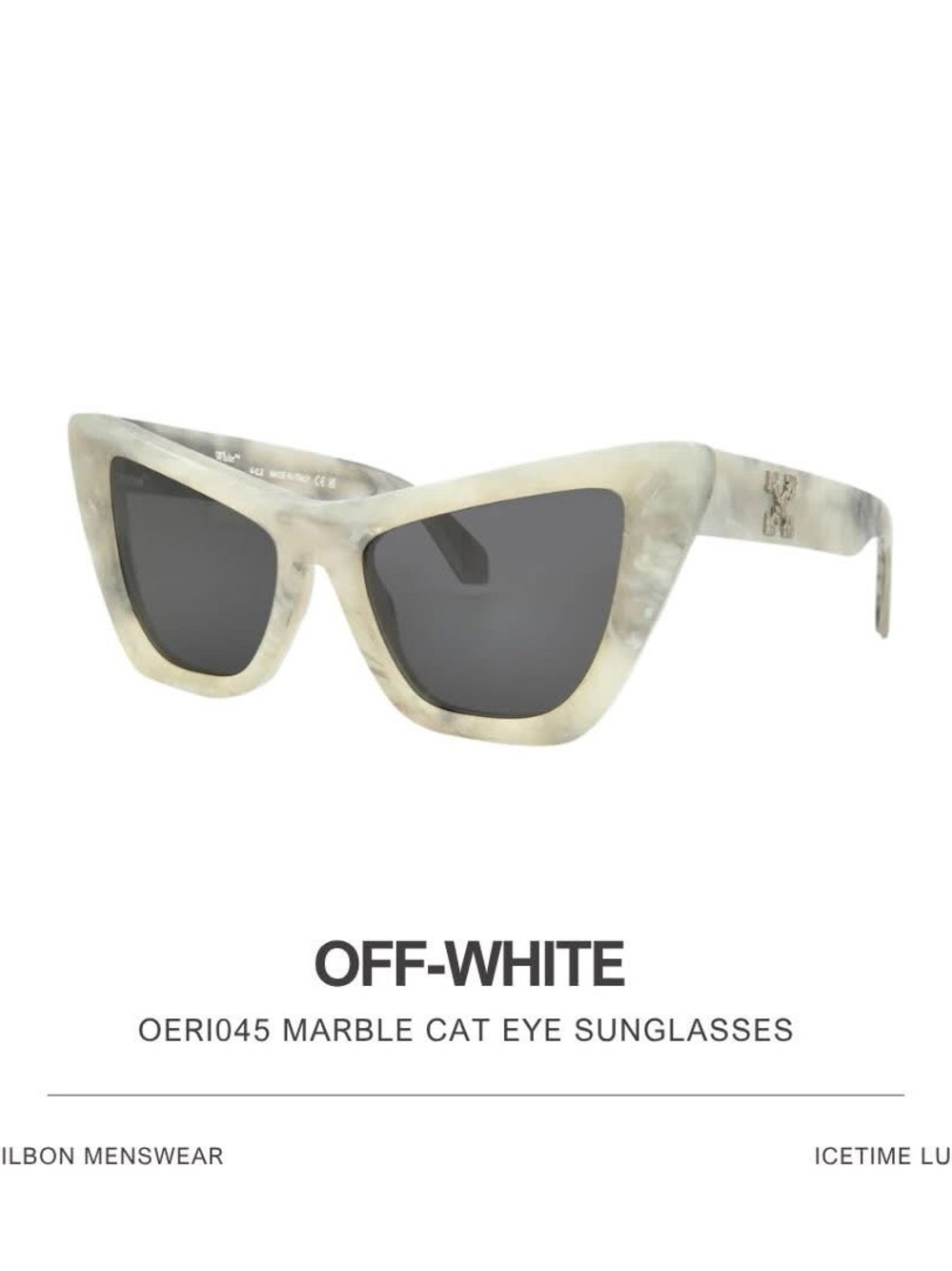NWT Off-White Edvard White & Grey Cat Eye Ladies Sunglasses